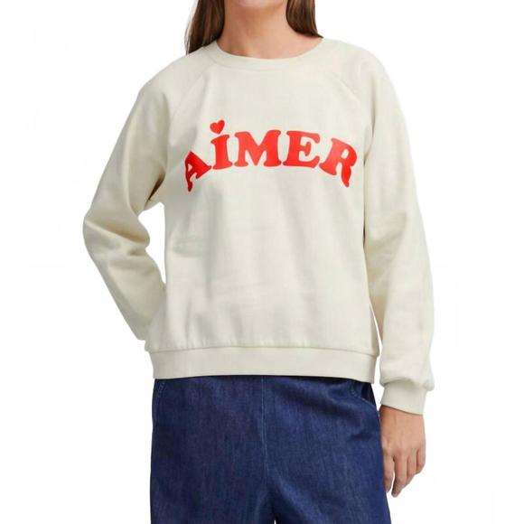 NEW B.YOUNG aimer (to love) sweatshirt in beige - Picture 1 of 3